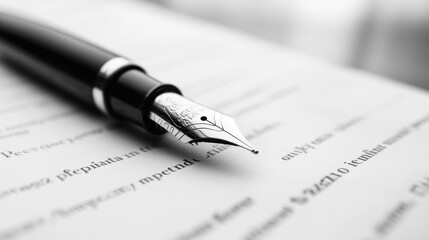 Fountain pen resting on a document.
